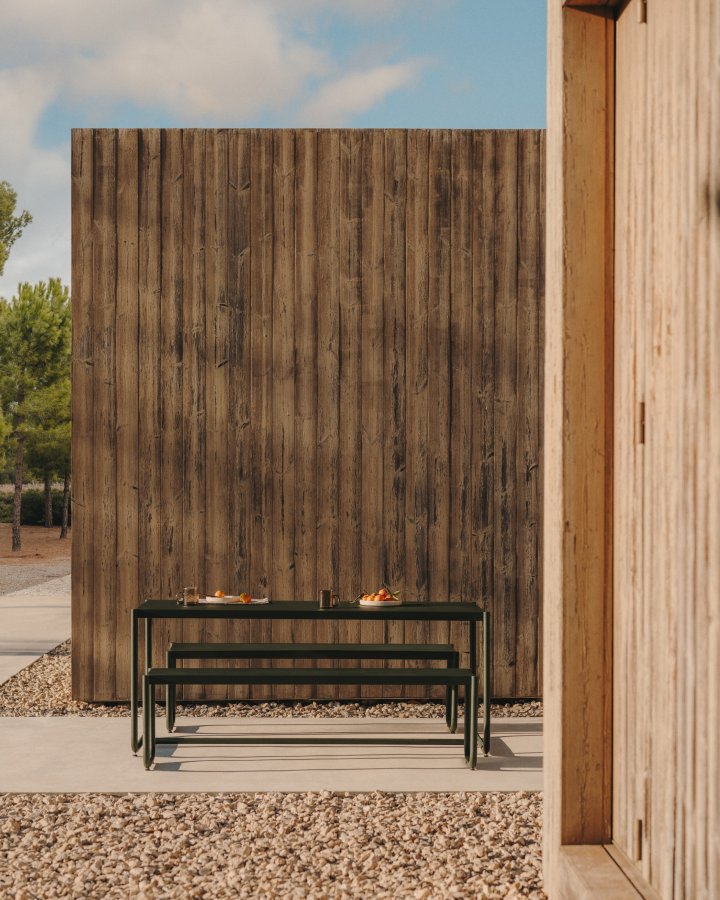 KAVE HOME Sotil hagesett, m. 2 benker og 1 bord - grnt stl (183x83) (sett med 3)