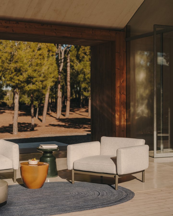 KAVE HOME Sorells utendrs modul lenestol, med armlener - gr aluminium