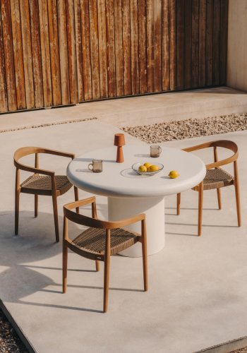 KAVE HOME Addaia hagebord, rundt - hvit sement (120)