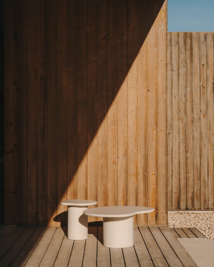 KAVE HOME Macarella utendrs salongbord, kologisk - hvit sement (83x77)