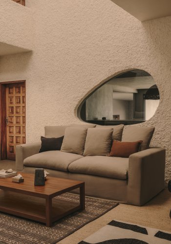 KAVE HOME Nora 3-manns sofa, med armlener og avtagbart trekk - antrasittgr lin og bomull (B:240)