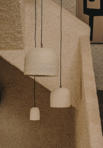 KAVE HOME Calvia taklampe, rund - hvit pappmaché (25)