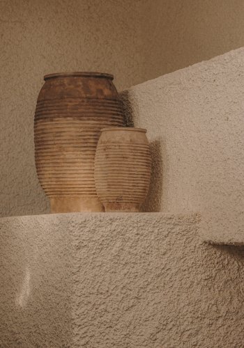 KAVE HOME Llonga utegryte, rund - naturlig terrakotta (sett med 2)