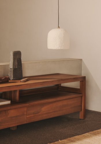 KAVE HOME Calvia taklampe, rund - hvit pappmaché (25)