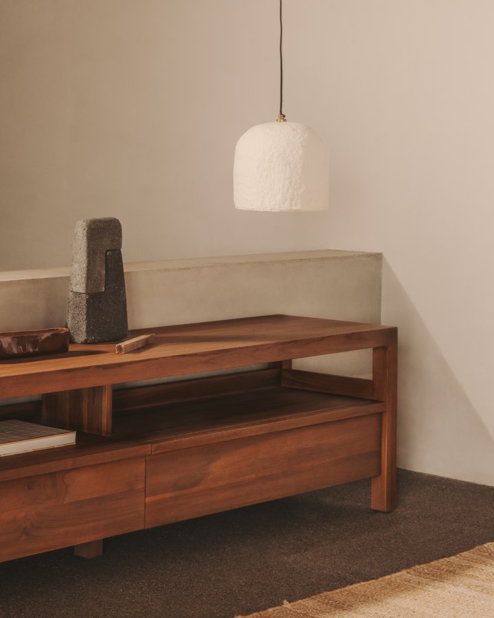 KAVE HOME Calvia taklampe, rund - hvit pappmaché (25)