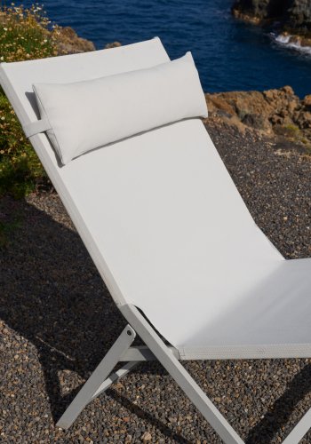 KAVE HOME Canutells utendrs lenestol, sammenleggbar - lysegr tekstil og lysegr aluminium