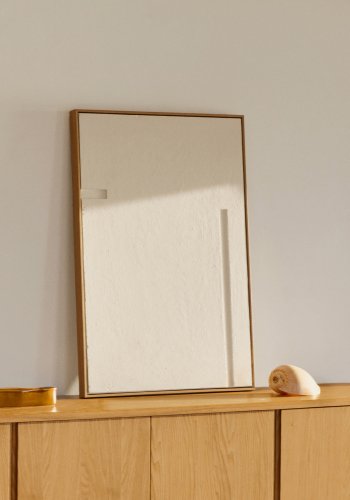 KAVE HOME Sefri-bilde med rette geometriske former i hvitt 60 x 90 cm