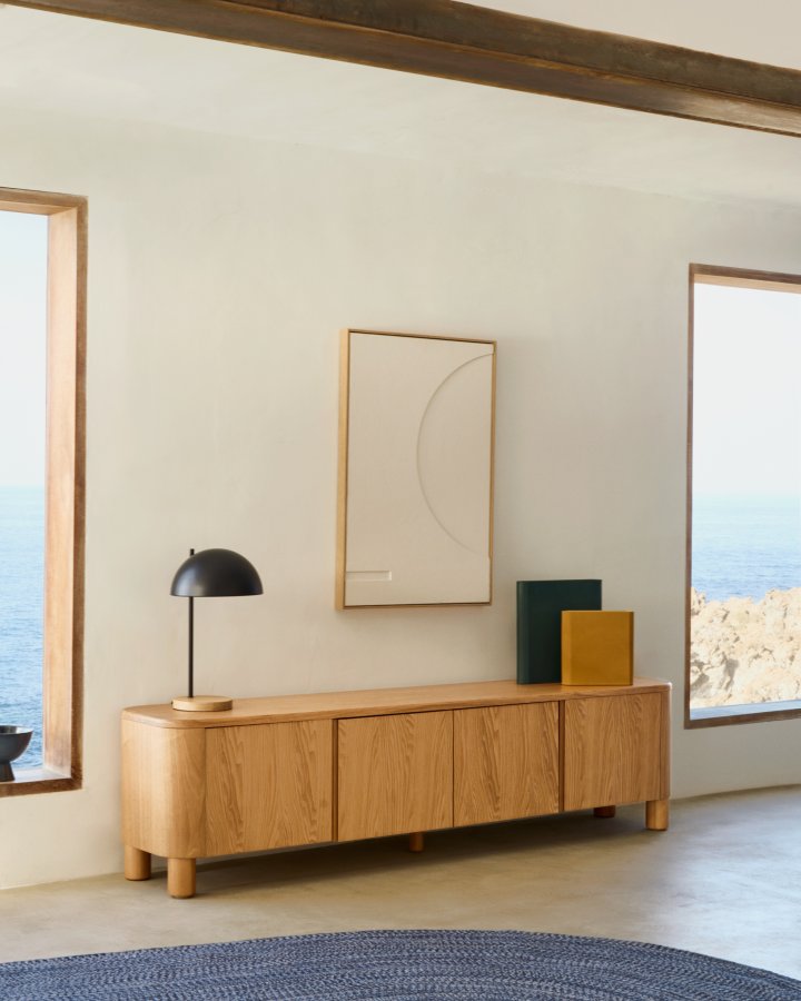 KAVE HOME Salaya TV-stativ i askfiner, 200 cm x 52 cm