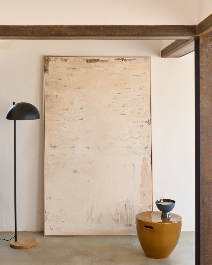 KAVE HOME Silpa abstrakt maleri i lys beige 200 x 120 cm