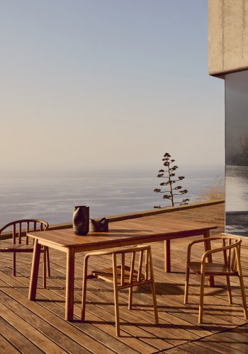 KAVE HOME Turqueta hagebord, med uttrekk - naturlig teak (220(294)x100)