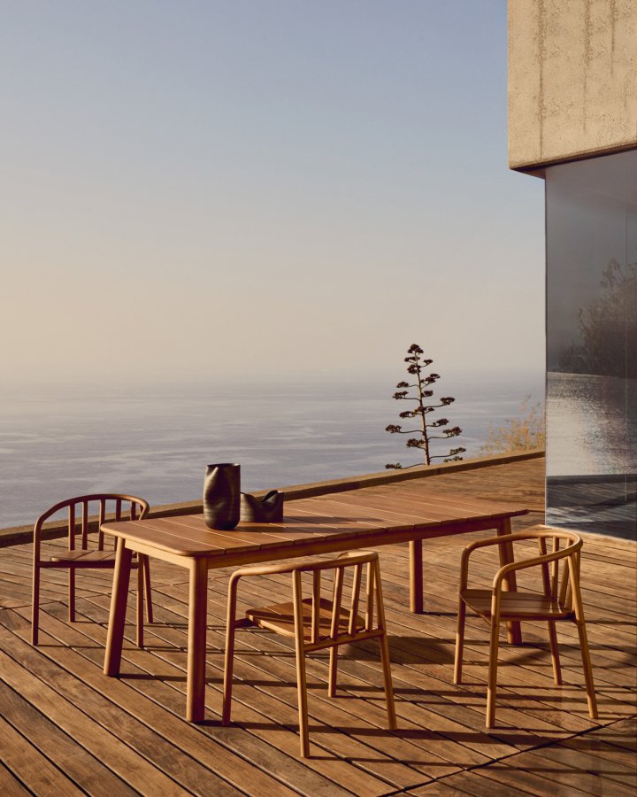 KAVE HOME Turqueta hagebord, med uttrekk - naturlig teak (220(294)x100)