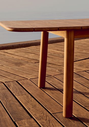 KAVE HOME Turqueta hagebord, med uttrekk - naturlig teak (220(294)x100)