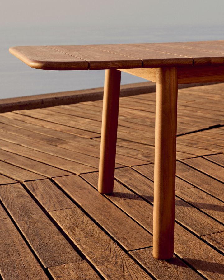 KAVE HOME Turqueta hagebord, med uttrekk - naturlig teak (220(294)x100)