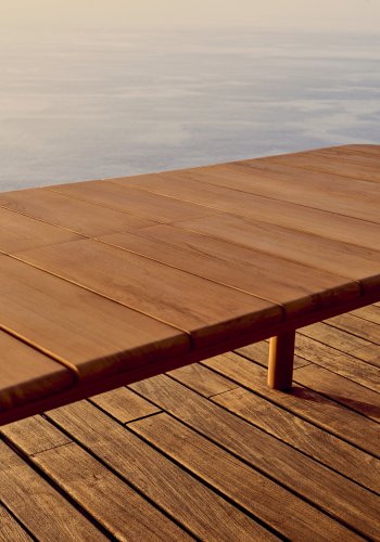 KAVE HOME Turqueta hagebord, med uttrekk - naturlig teak (220(294)x100)