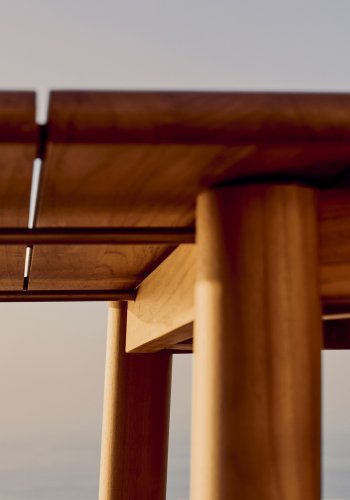 KAVE HOME Turqueta hagebord, med uttrekk - naturlig teak (220(294)x100)