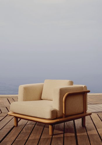 KAVE HOME Turqueta utendrs lenestol, med armlener - naturlig teak