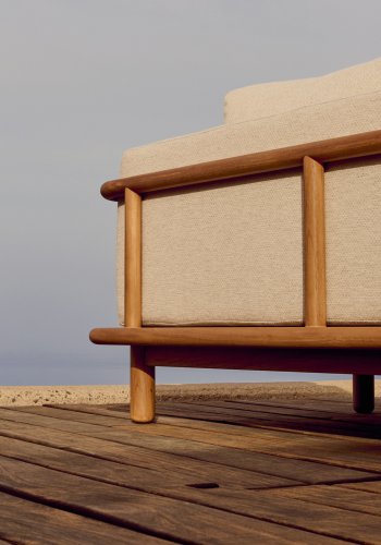 KAVE HOME Turqueta 3-sits soffa av massiv teak 230 cm FSC 100%.