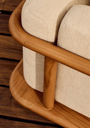 KAVE HOME Turqueta utendrs lenestol, med armlener - naturlig teak