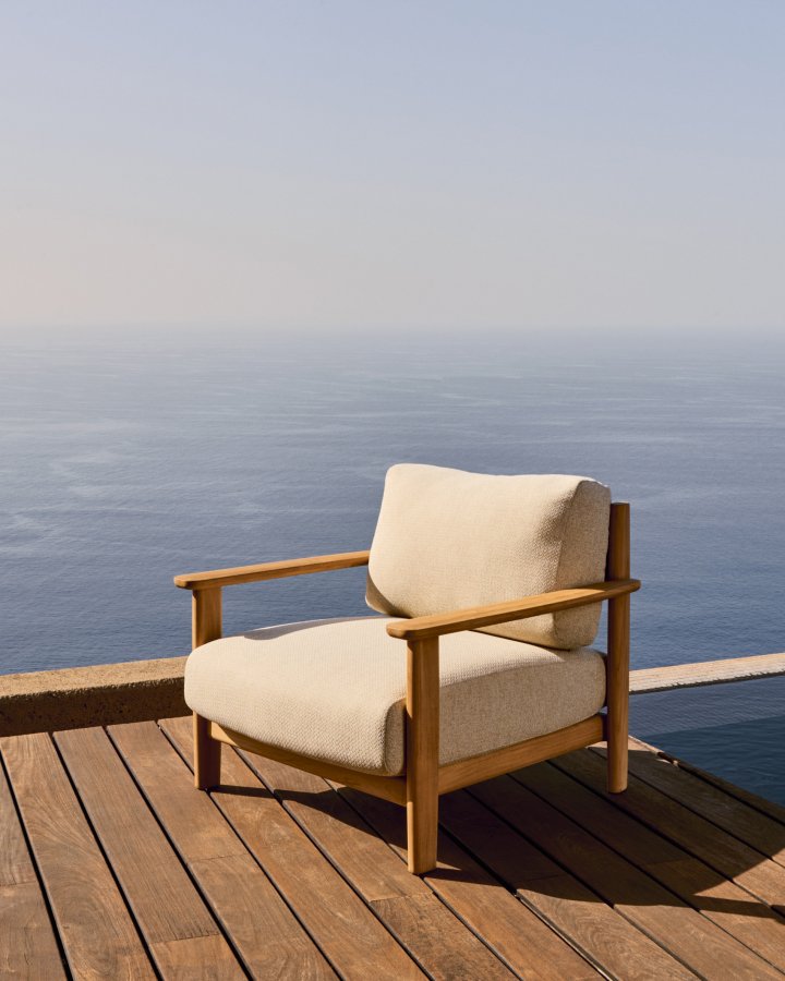 KAVE HOME Tirant lenestol, med armlener naturlig teak