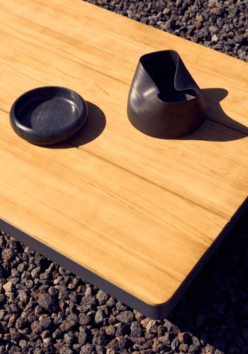 KAVE HOME Tosqueta utendrs salongsett, 5 personer. hjrnesofa og 1 bord - aluminium og teak (sett med 2)