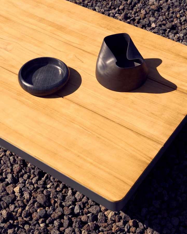 KAVE HOME Tosqueta utendrs salongsett, 5 personer. hjrnesofa og 1 bord - aluminium og teak (sett med 2)