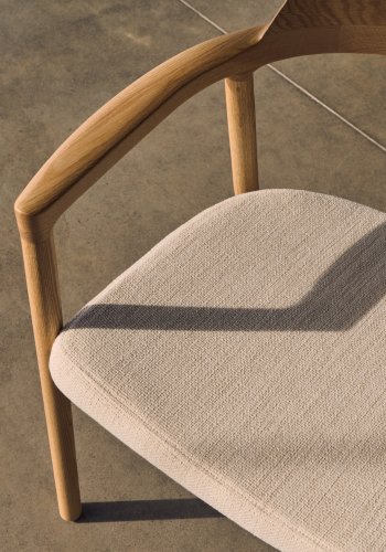 KAVE HOME Alocs stoltrekk i beige chenille heltre eik naturlig finish FSC Mix Credit