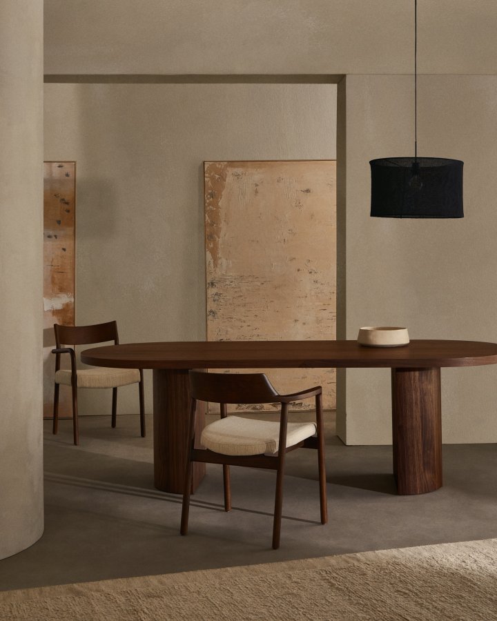 KAVE HOME Nealy-bord med valnttfiner i mrk utfrelse, 200 x 100 cm