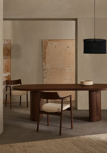 KAVE HOME Nealy-bord med valnttfiner i mrk utfrelse, 240 x 100 cm