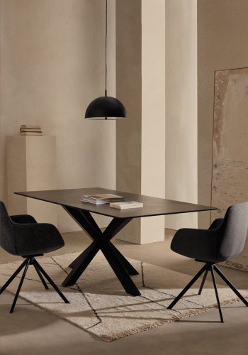 KAVE HOME Argo spisebord, rektangulrt - Iron Moss keramikk og sort stl 180x100)