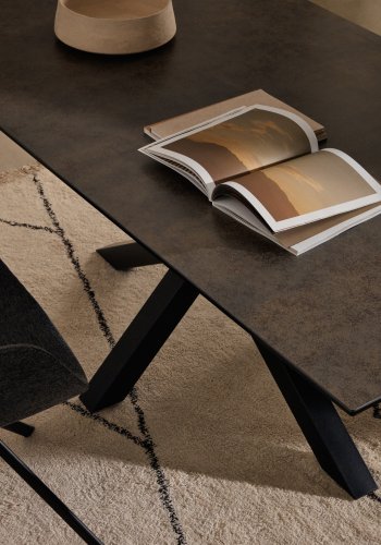 KAVE HOME Argo spisebord, rektangulrt - Iron Moss keramikk og sort stl 180x100)