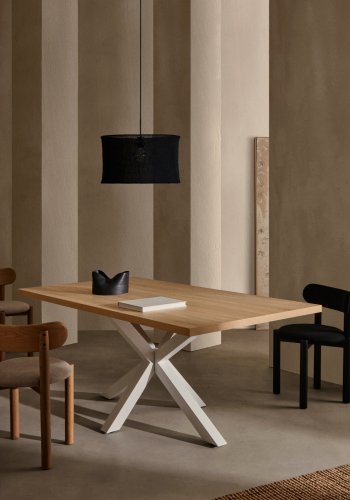 KAVE HOME Argo spisebord, rektangulrt - naturlig melamin og hvitt stl (180x100)