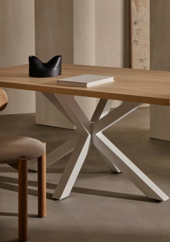 KAVE HOME Argo spisebord, rektangulrt - naturlig melamin og hvitt stl (160x100)