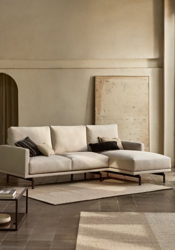 KAVE HOME Galene 3-manns sofa, med hyre sjeselong - beige resirkulerte fibre og jern