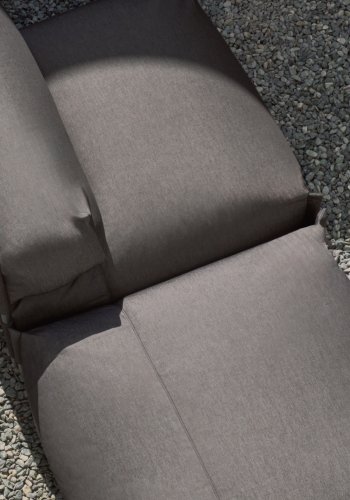 KAVE HOME Firkantet puffmodul for hagesofa - mrkegrtt stoff og svart aluminium (101x101)