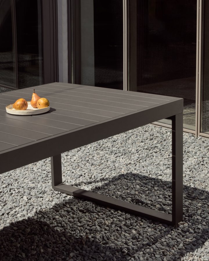 KAVE HOME Galdana hagebord, med uttrekk - mrkegr aluminium (220(340)x100)