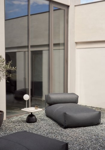 KAVE HOME Firkantet sjeselongmodul for hagesofa - m. ryggsttte - mrkegr stoff, sort aluminium (165x101) 