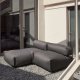 KAVE HOME Firkantet sjeselongmodul for hagesofa - m. ryggsttte - mrkegr stoff, sort aluminium (165x101) 
