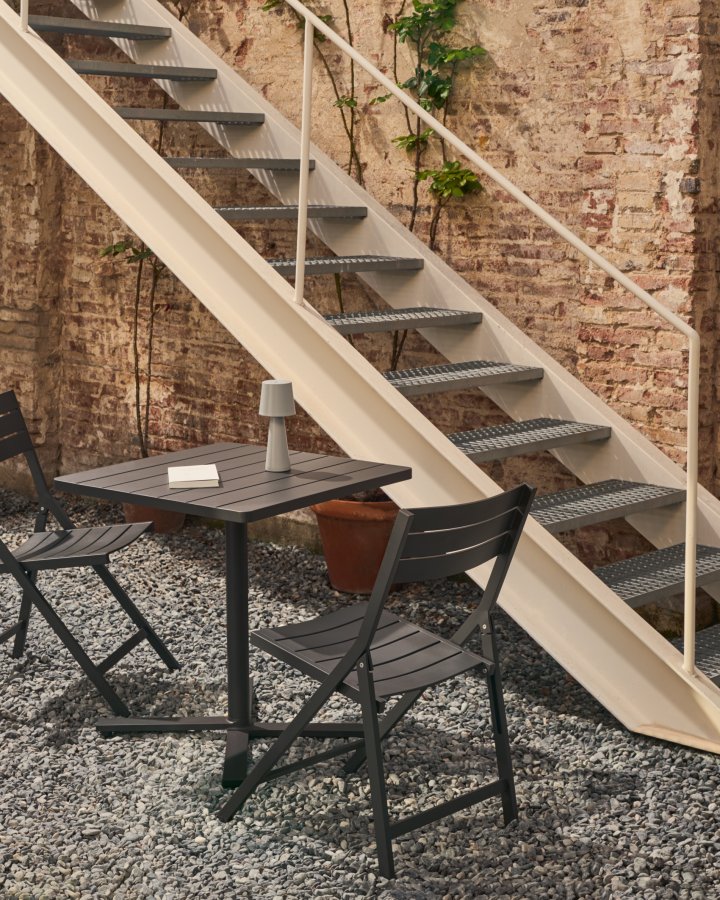 KAVE HOME Torreta hagebord, firkantet, sammenleggbart - mrkegr aluminium (70x70)