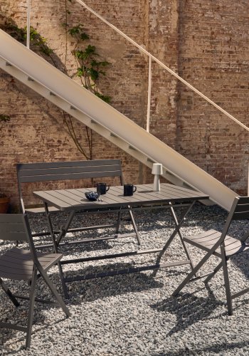 KAVE HOME Torreta hagebord, rektangulrt, sammenleggbart - mrkegr aluminium (140x70)