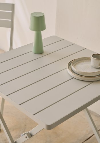 KAVE HOME Torreta hagebord, firkantet, sammenleggbart - hvit aluminium (70x70)