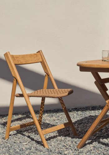 KAVE HOME Dandara hagestol, sammenleggbar - beige snor, akasietre og stlkonstruksjon