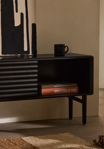 KAVE HOME Lenon TV-skap, 2 drer i heltre og svart eikefiner 200x57 cm FSC Mix Credit