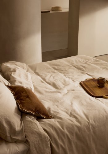 KAVE HOME Simmel grtt dynetrekk- og putetrekksett i bomull og lin, 90 cm seng