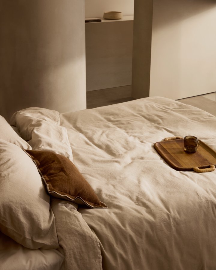 KAVE HOME Simmel grtt dynetrekk- og putetrekksett i bomull og lin, 150 cm seng