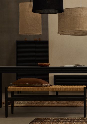 KAVE HOME Zaide benk, rektangulr - taustrd og svart eik (120x45)