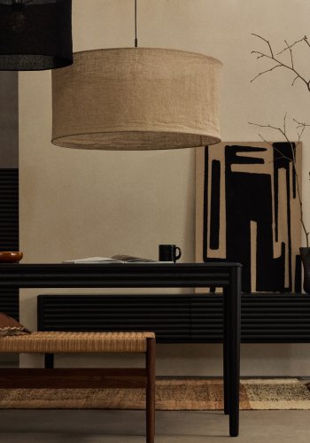 KAVE HOME Mariela taklampeskjerm i lin med beige finish 80 x 40 cm