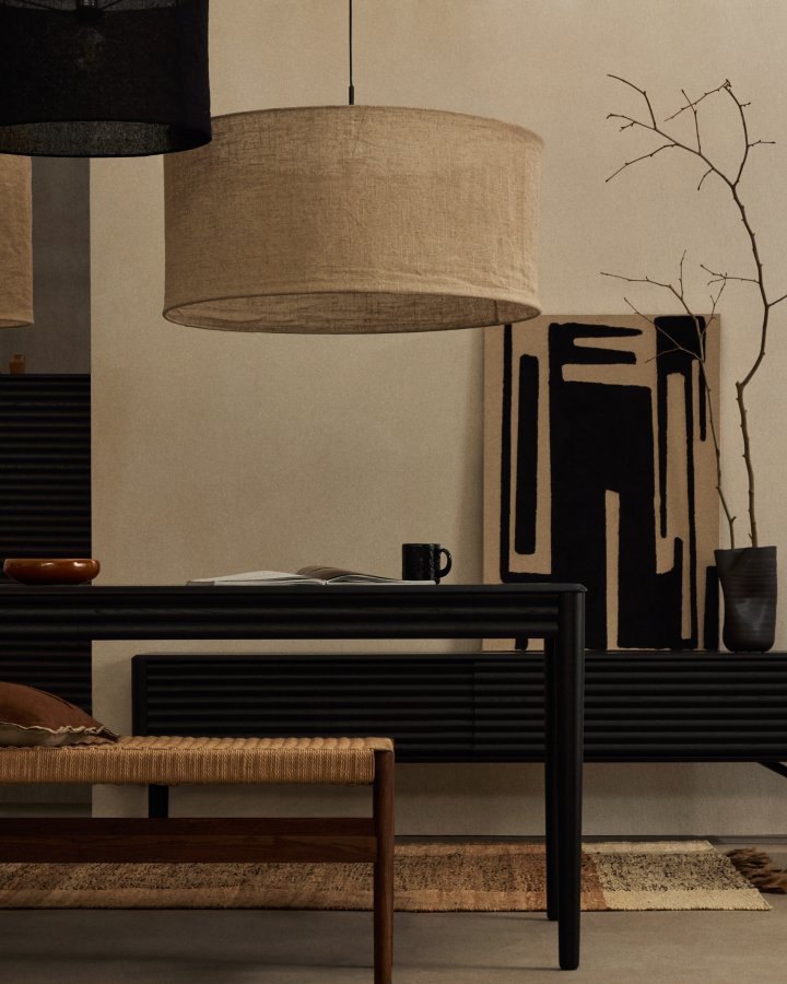 KAVE HOME Mariela taklampeskjerm i lin med beige finish 80 x 40 cm