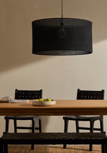 KAVE HOME Mariela taklampeskjerm i lin i svart utfrelse  80 x 40 cm