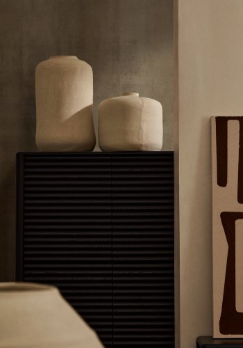 KAVE HOME Serina dekorativ vase, rund - hvit pappmaché (36,5)