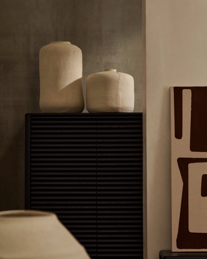 KAVE HOME Serina dekorativ vase, rund - hvit pappmaché (36,5)